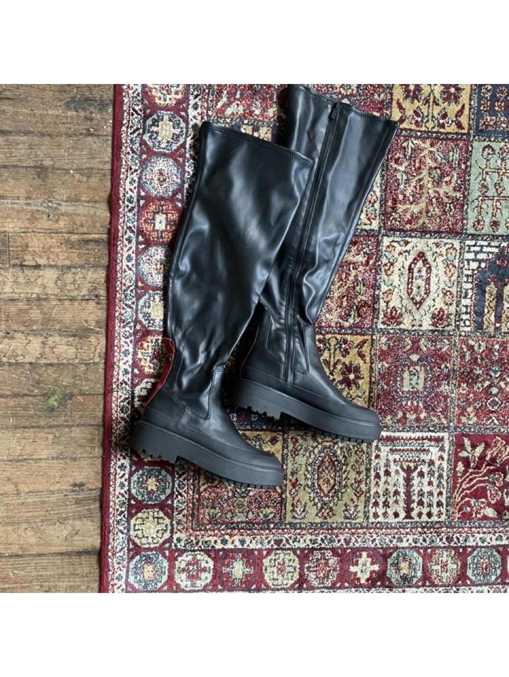 Franco Sarto black leather thigh high boots size 8.5 brand new